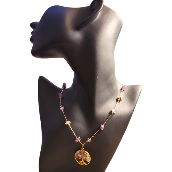Handcrafted Amethyst Tree of Life Necklace - Picture 2 of 3